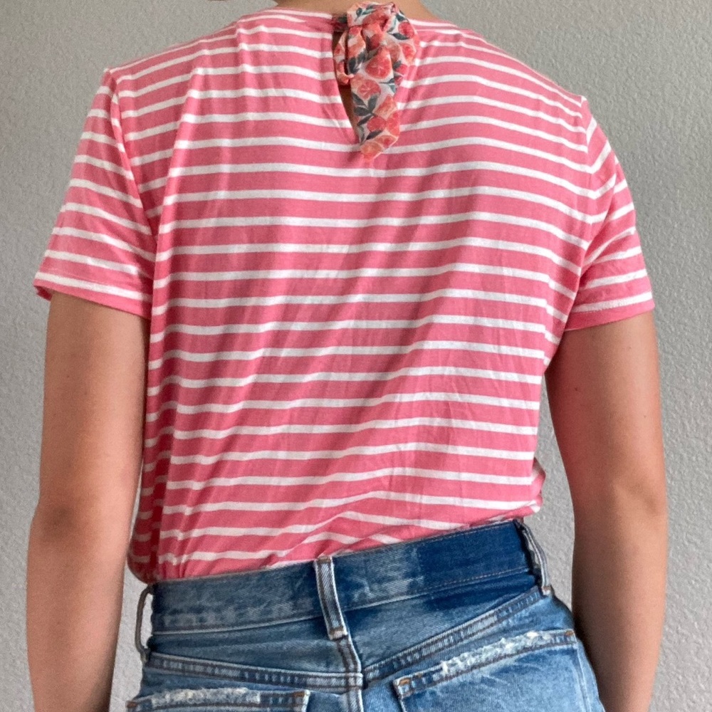 Pink grapefruit striped T shirt
